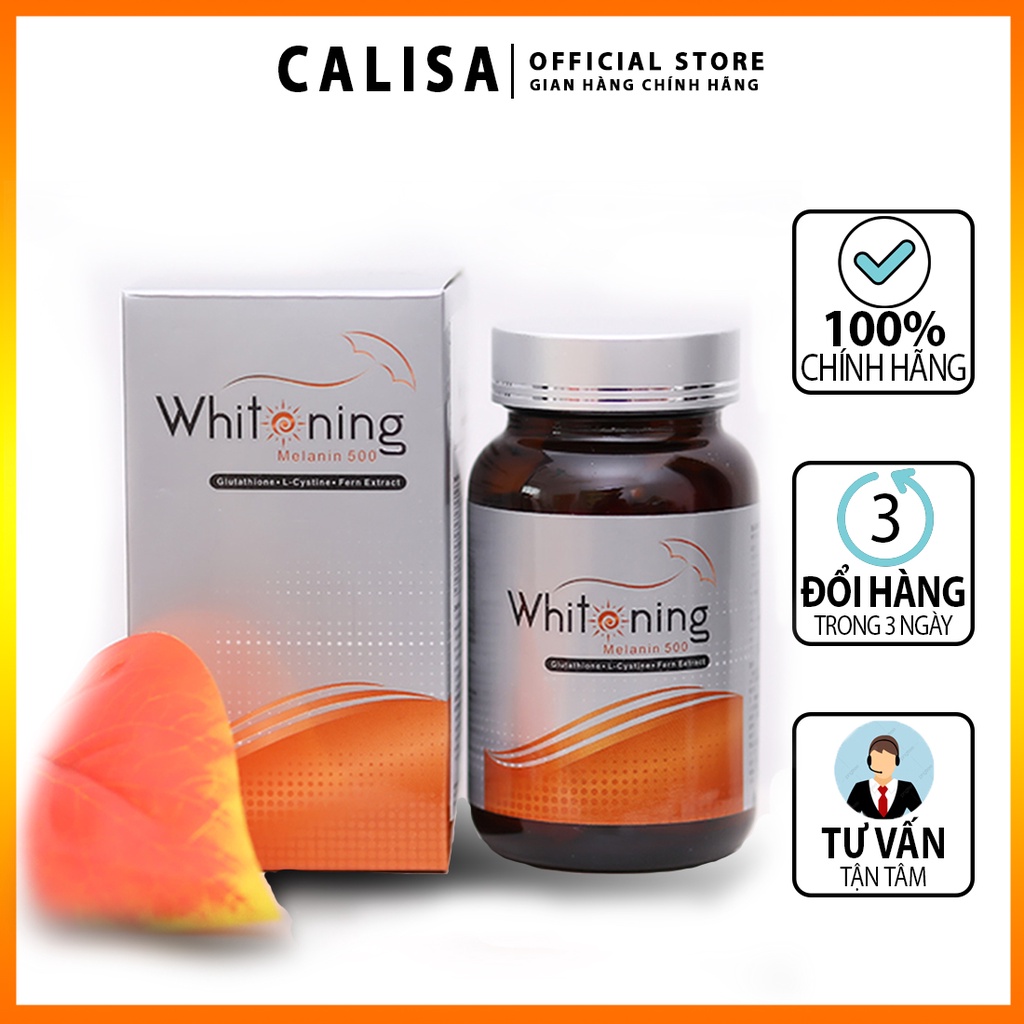 Viên uống trắng da Whitening Melanin 500 60 viên toàn thân cấp tốc hỗ trợ mờ nám dưỡng trắng da body mặt