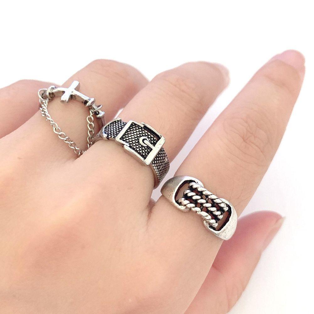 ME Nhẫn Kim Loại Hình Thánh Giá Phong Cách Gothic