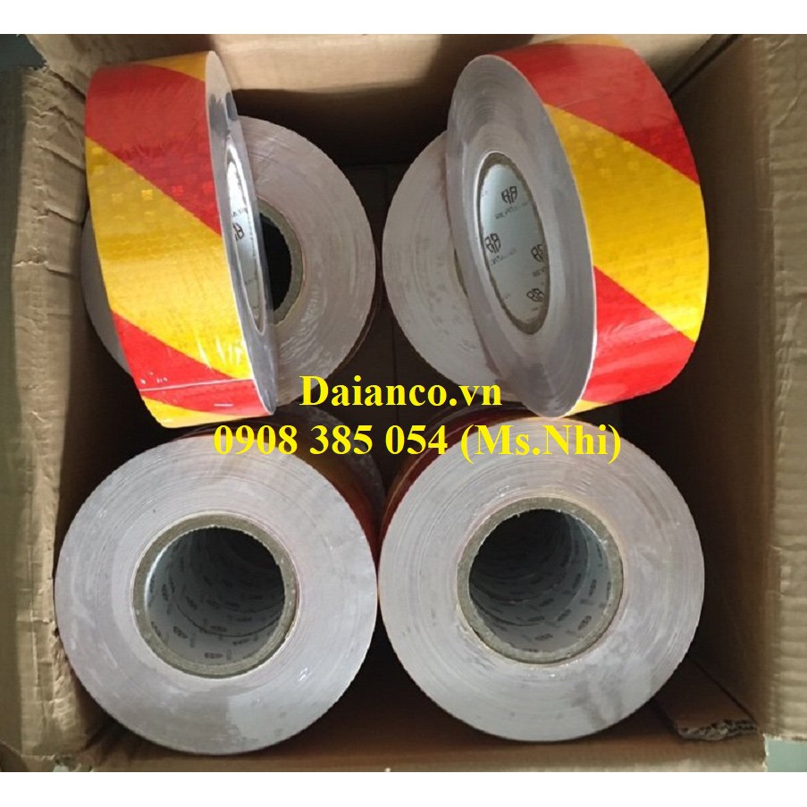 Băng keo phản quang bản 5cm hoạt tiết chéo nhiều màu lựa chọn- Hình thật