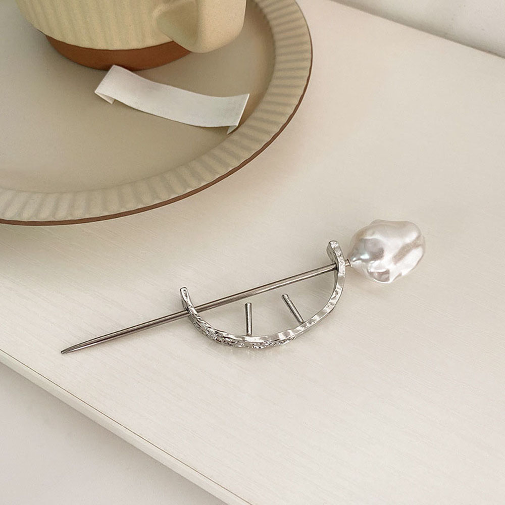 Trâm cài tóc bằng kim loại đính ngọc trai nhân tạo phong cách vintage cho nữ