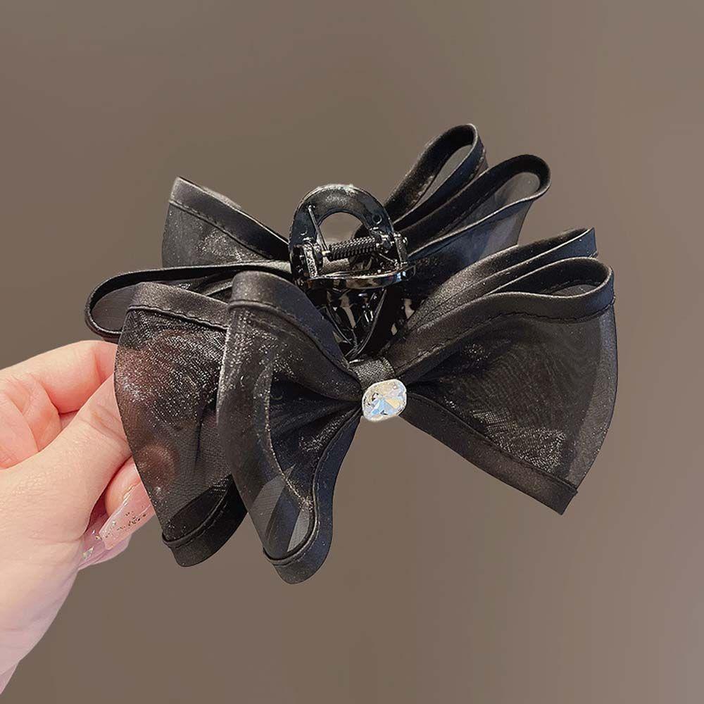 NICKOLAS Kẹp Tóc Nơ Lưới Cỡ Lớn Phong Cách Hàn Quốc Thời Trang