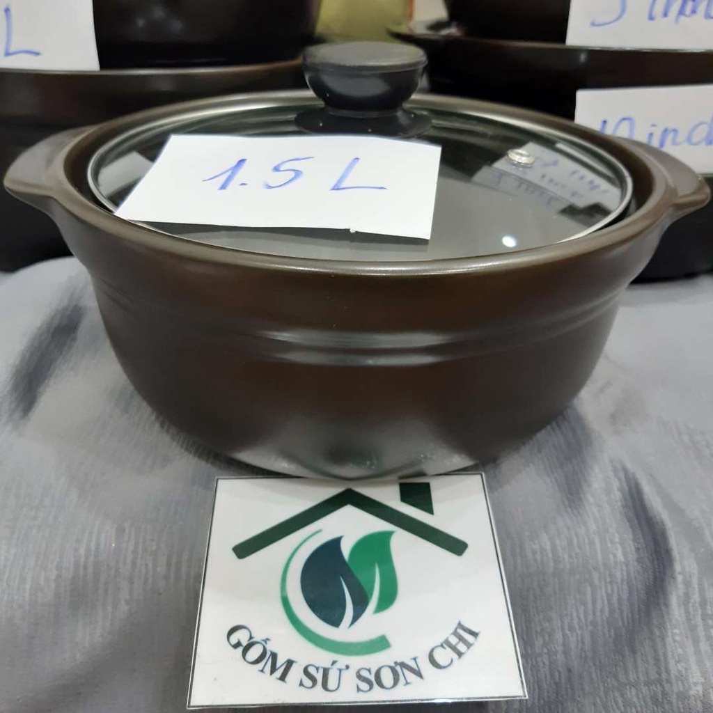Nồi đất nắp kính dùng kho cá, thịt, nấu mì cay (Có 11 size: 0.5L, 1L, 1.5L, 2L, 2.5L, 3L, 6in, 7in, 8in, 9in,10in