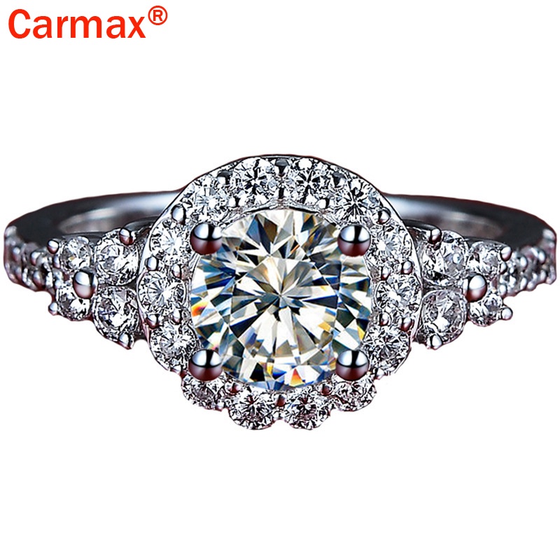 Nhẫn đính đá moissanite sang trọng 2 karat cao cấp