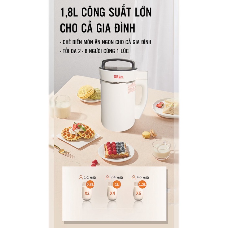 Máy làm sữa hạt SEKA model LN-D28, E300 có 7 chức năng cao cấp