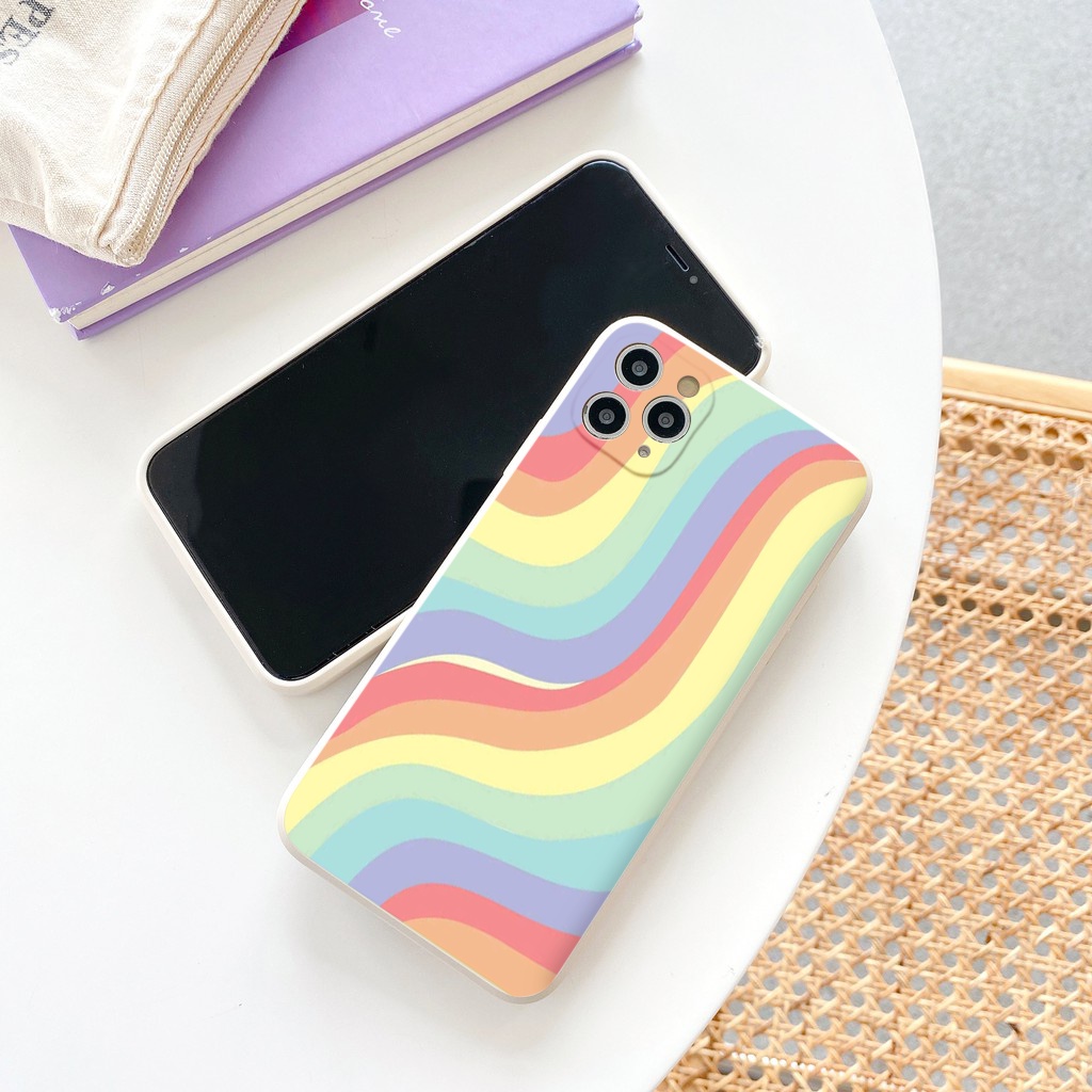 Ốp Điện Thoại iphone Dải màu sắc ốp vuông iPhone 12 8plus x 11promax 8 6 6Plus 7Plus 8Plus X Xs Max 13 Promax tr306