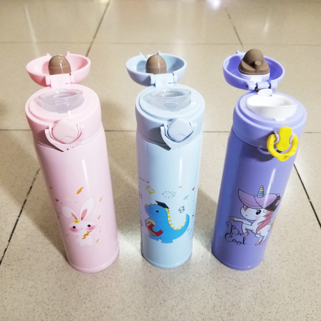 Bình giữ nhiệt hoạt hình khủng long thỏ hồng pony chất liệu inox 304 tốt