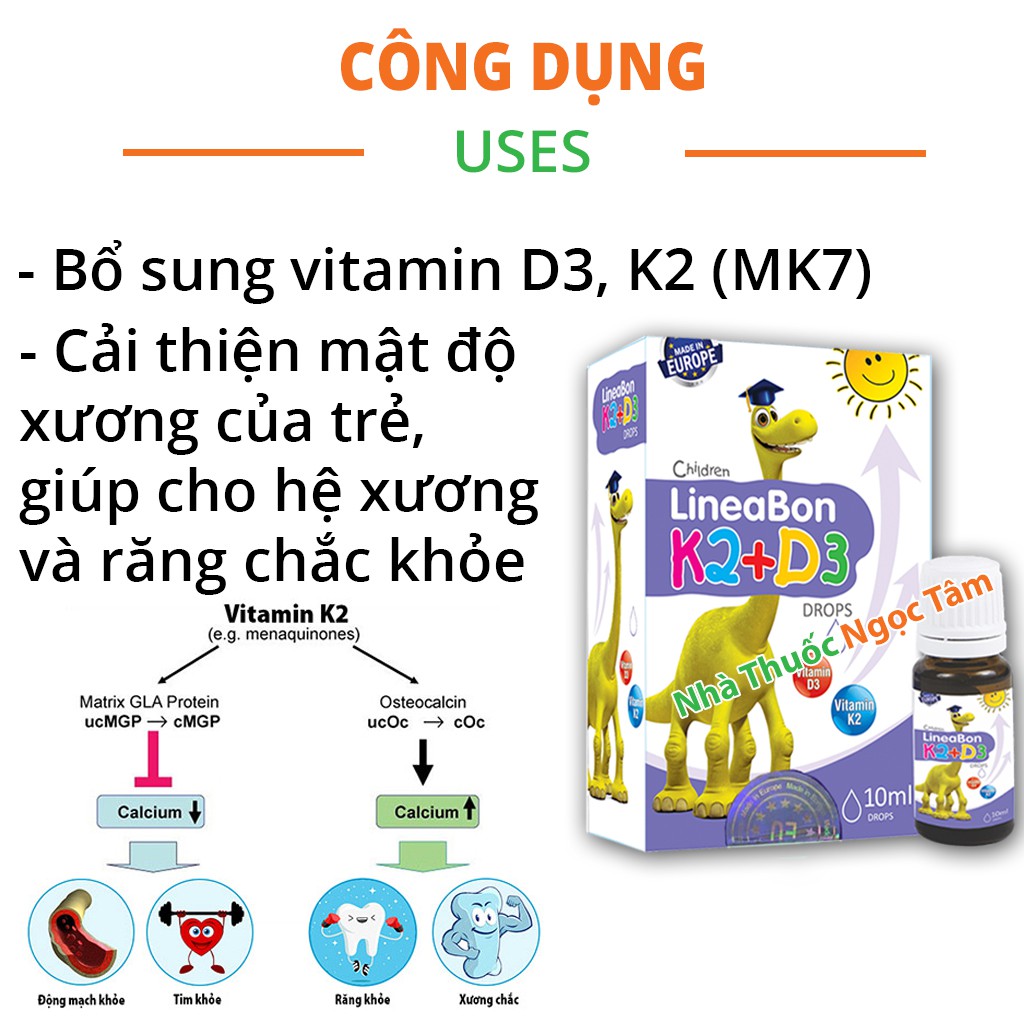 ✔️️️(Tặng Quà) LineaBon Vitamin K2 D3 tăng tối đa hấp thu Canxi thúc đẩy trẻ cao lớn, phát triển hệ xương khỏe mạnh