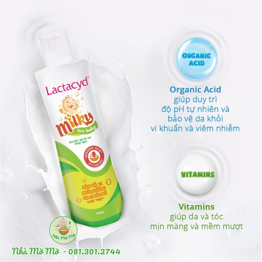 Lactacyd Milky 250ml Sữa Tắm Gội Cho Bé  - Nhà Mỡ Mỡ