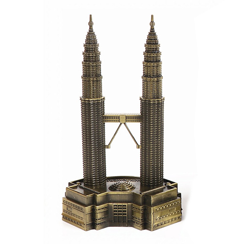 Mô hình tháp đôi Petronas cao 18 cm V.2 (Màu Vàng Rêu)