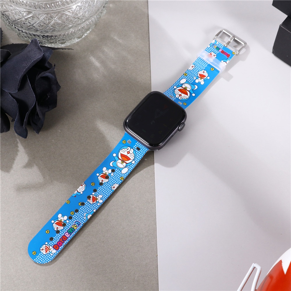 Dây Đeo Đồng Hồ Họa Tiết Hoạt Hình Doraemon Cho iWatch Series 8 7 SE 6 5 4 3 2 1 Correa 38 40 41 42 44 45mm