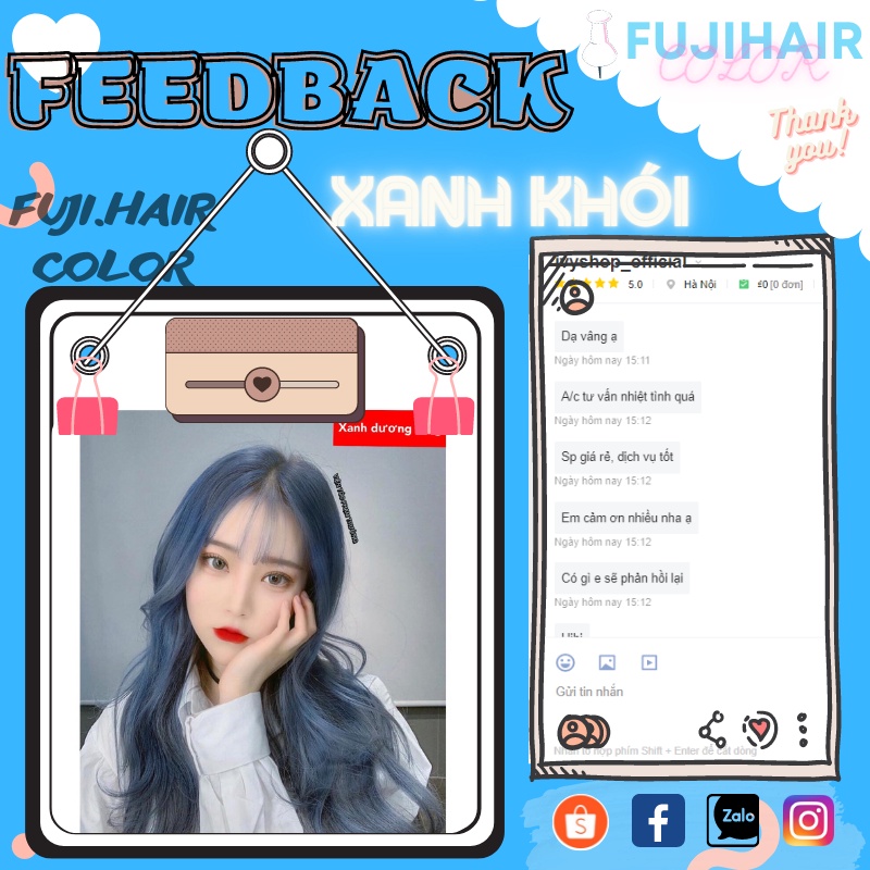 Màu nhuộm nhiều màu cần tẩy sáng với xanh khói và tím khói |FUJIHAIRCOLOR