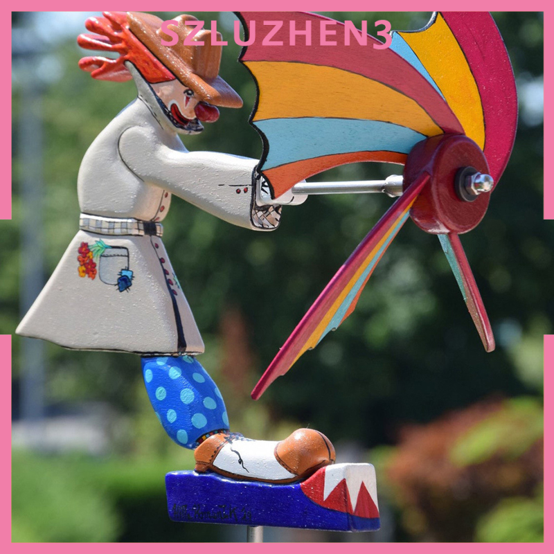 [SmartHome ] Whirligig Clown Windmill Wind Spinner Art Garden Decoration Wind Sculpture
