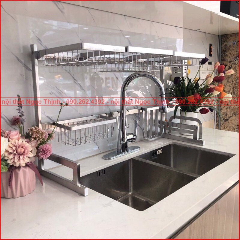 [RẺ VÔ ĐỊCH] Kệ chén đa năng 100% inox BAO THỬ NAM CHÂM  đặt bồn rửa chén tiện lợi LATOKI-Loại 1