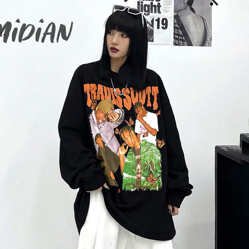 Áo Nỉ Nữ Dài Tay Cổ Tròn Form Rộng Thời Trang Hàn