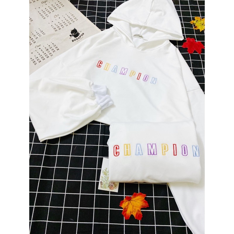 Áo croptop nữ tay dài có nón vải da cá (100% ảnh thật)