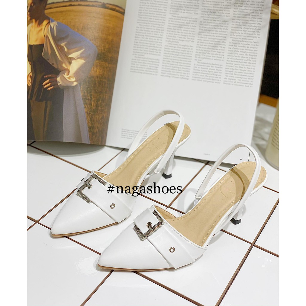 CAO GÓT NAGASHOES MŨI NHỌN PHỐI KHOÁ 7CM NAC184