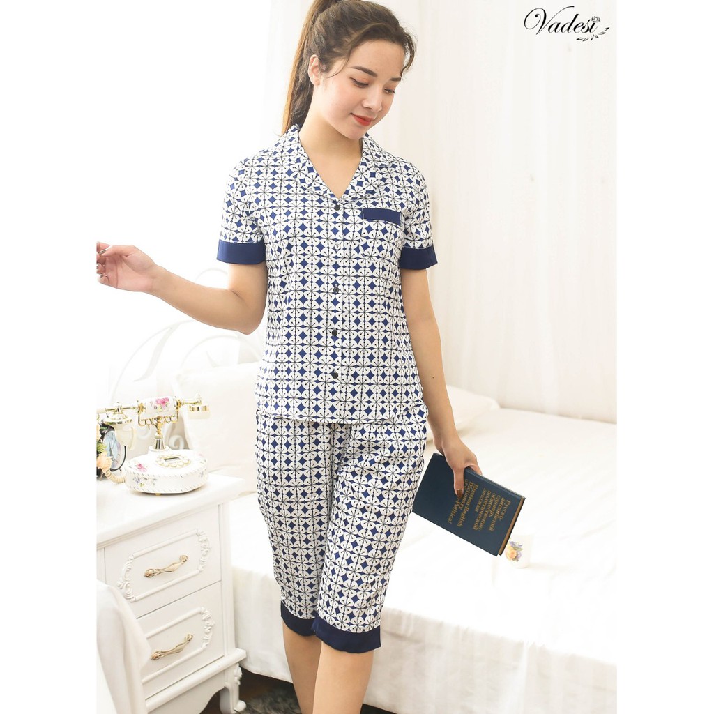 Đồ Ngủ Nữ Bộ Pijama Lửng Tay Ngắn Lụa Cao Cấp Mặc Nhà Đẹp Mùa Hè Thoáng Mát Mềm Mịn Thấm Hút – VADESI