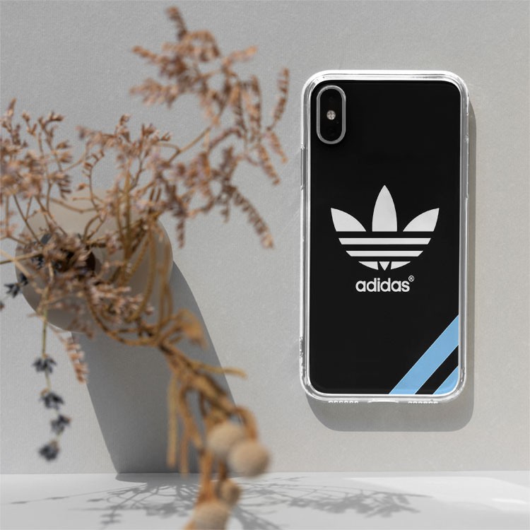 Ốp lưng logo ADIDAS cơ bản nền đen sọc xanh cho Iphone 5 6 7 8 Plus 11 12 Pro Max X Xr ADIPOD00070