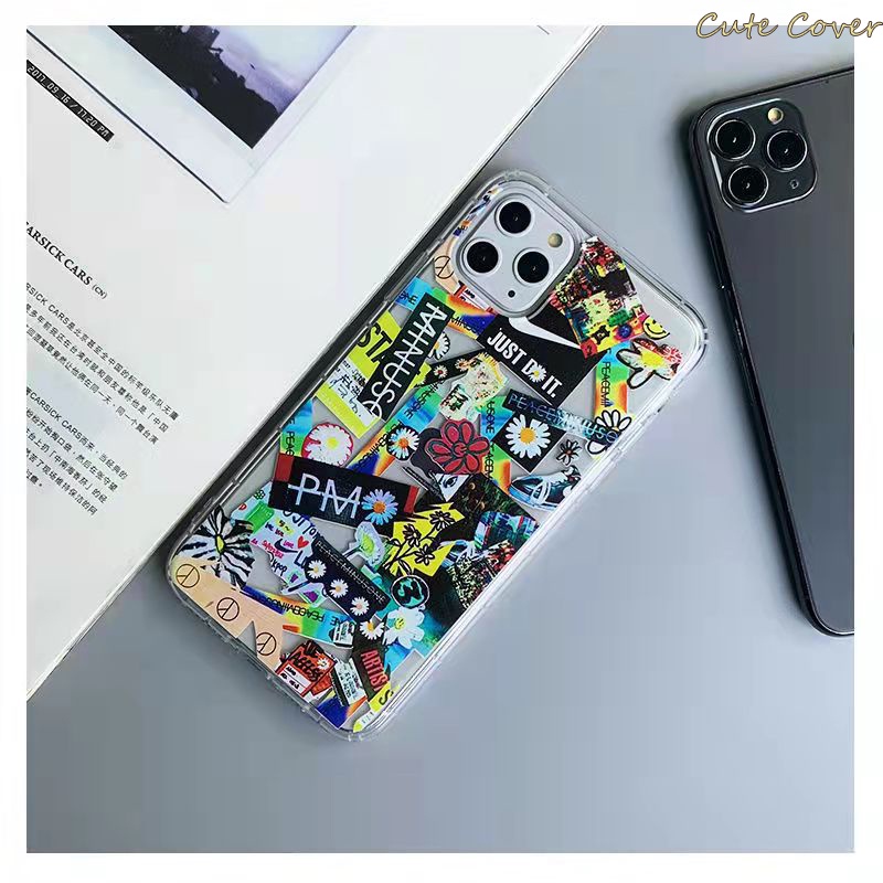 Ốp điện thoại silicon mềm trong suốt chống sốc in hình hoa cúc cho compatible for iPhone 13 Mini 12 11 Pro Max X XR Xs Max 8 7 6s 6 Plus SE2020 SE 5s 5 4s 4