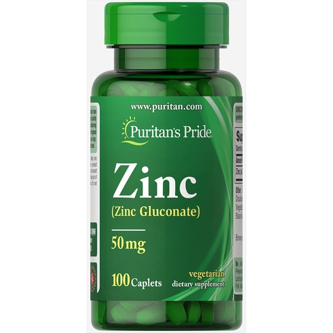 Viên Uống Kẽm Giảm Mụn,  Tăng Sức Đề Kháng Puritan's Pride Zinc Gluconate 50mg 100 Viên