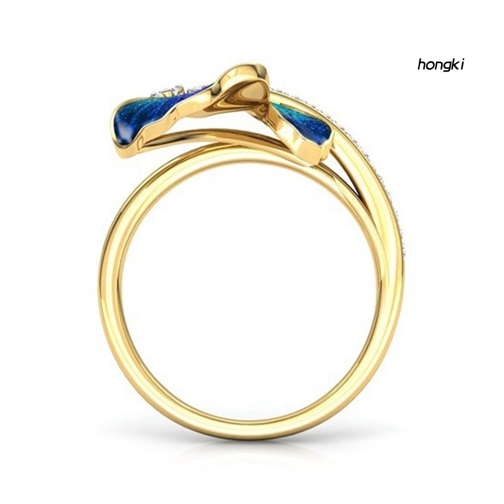 BUTTERFLY Nhẫn Hợp Kim Đính Đá Hình Bướm Xinh Xắn Cho Nữ