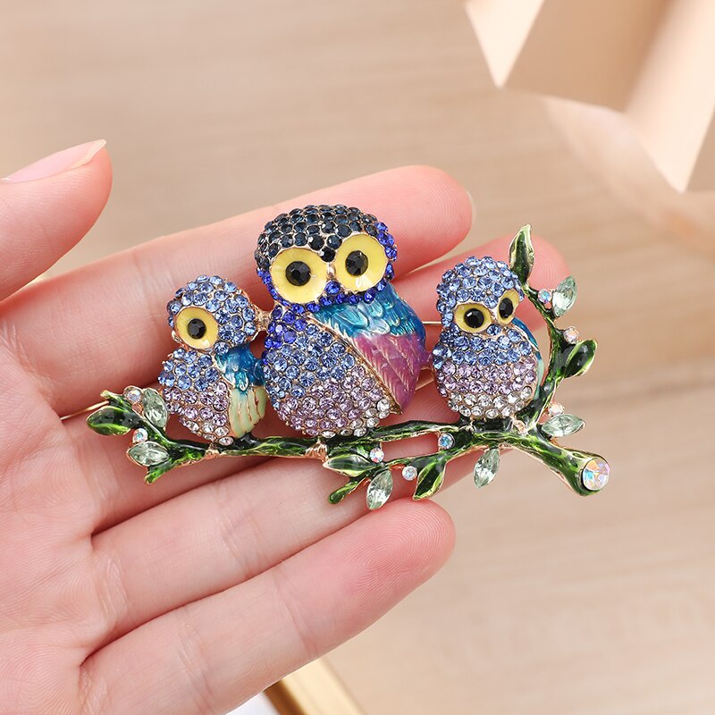 Trâm Cài Hình Chim Cú Có Đính Đá 2 Màu Sắc