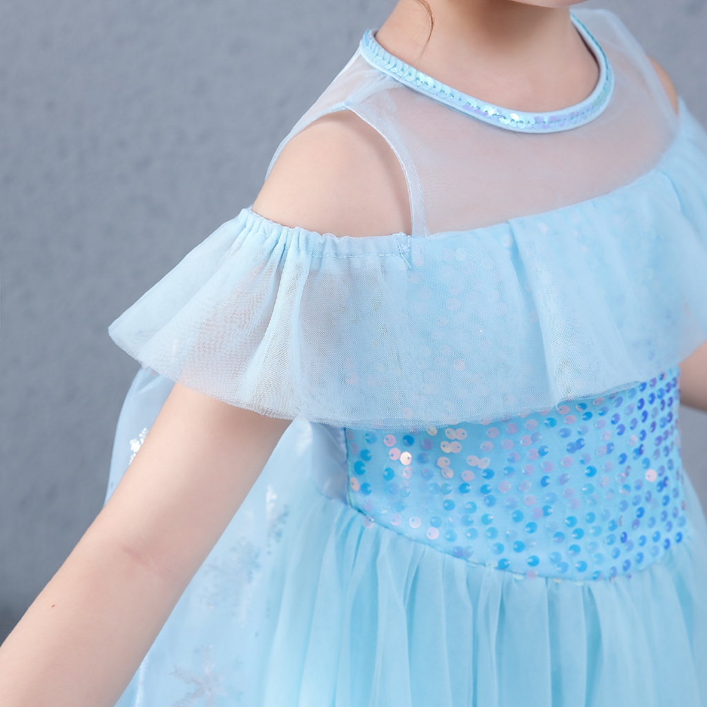 Đầm Công Chúa Elsa Đính Kim Sa Cho Bé Gái