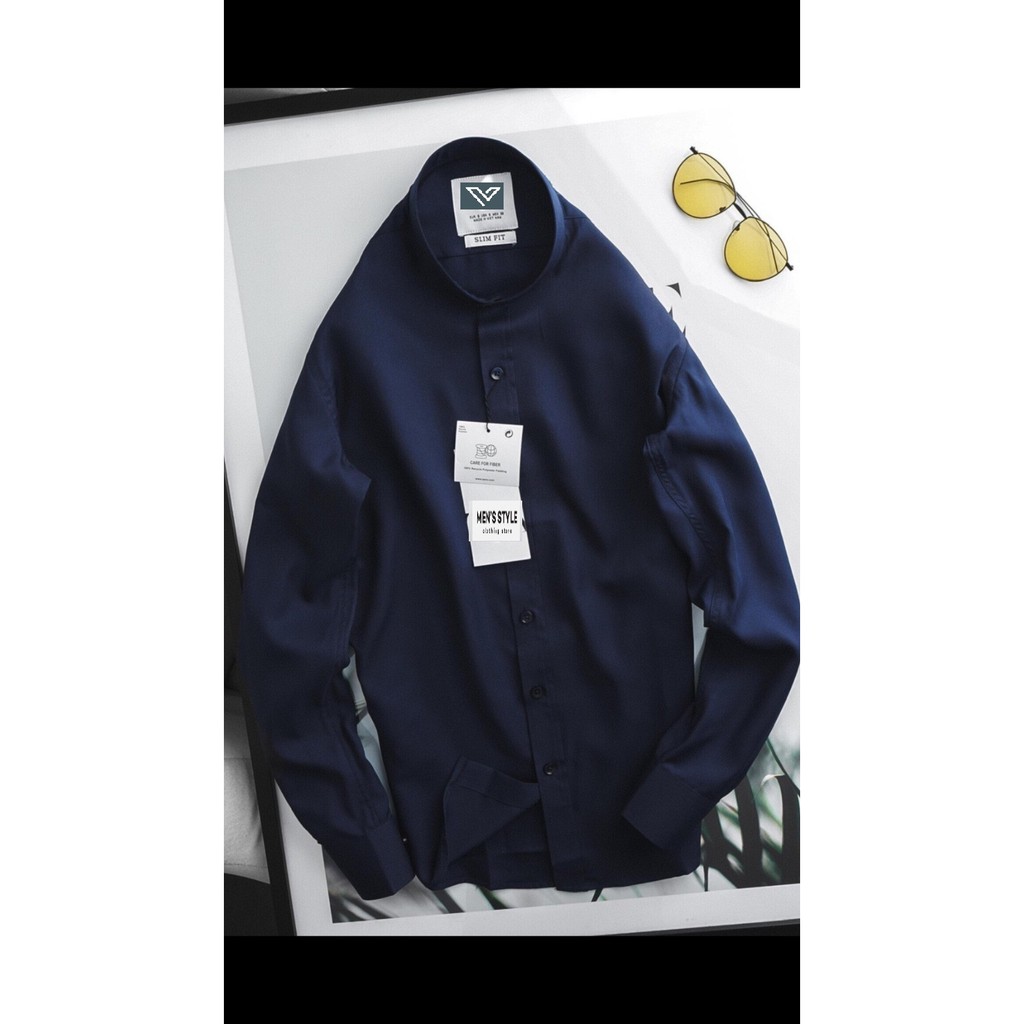 [Mã FAMAYMA2 giảm 10K đơn 50K] Áo sơ mi nam cổ trụ dài tay màu trắng vải mềm mịn không nhăn | BigBuy360 - bigbuy360.vn