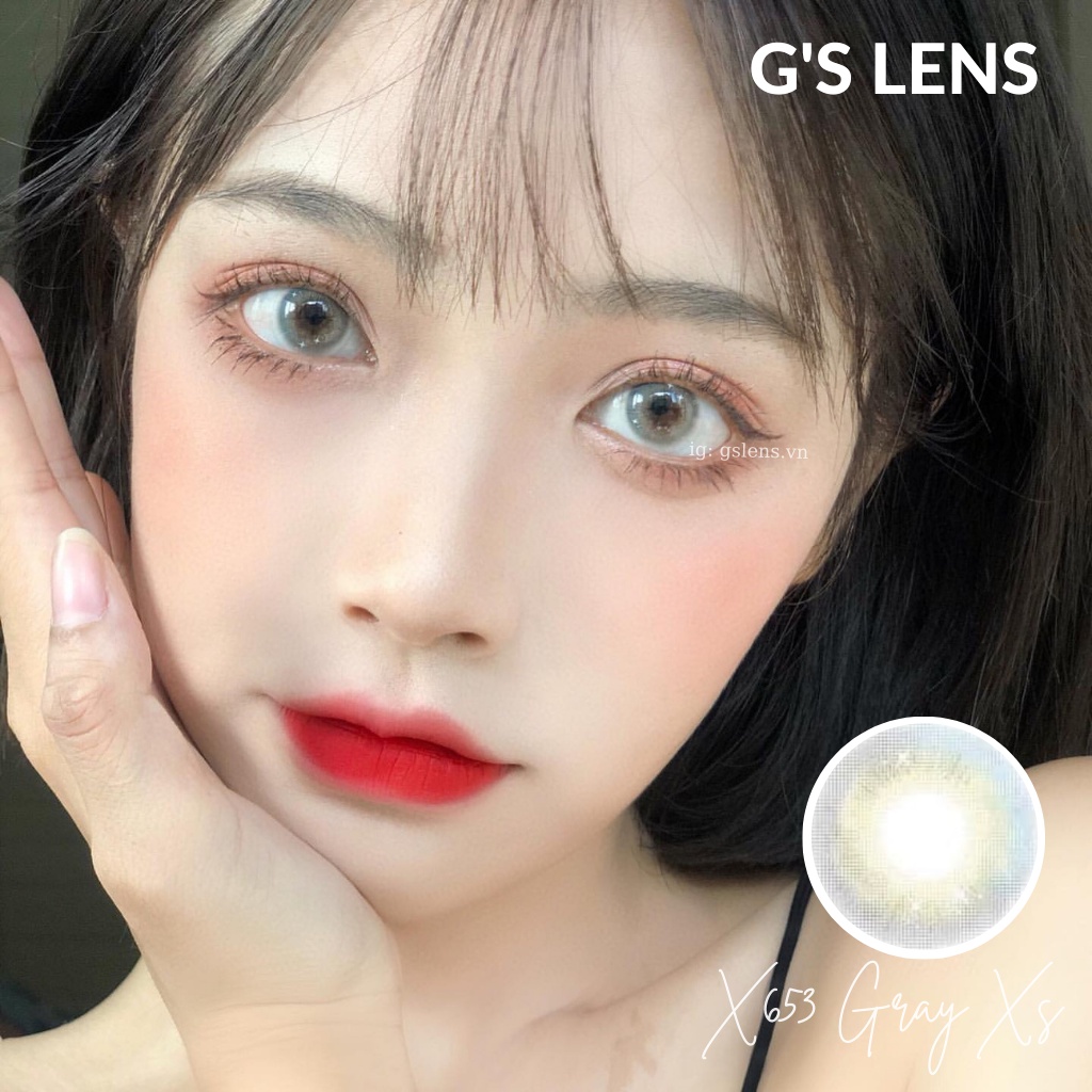 Kính Áp Tròng Xám Xanh Tây Sáng Ngôi Sao Lens Gray Hot Douyin Size XS Có 0 Đến 6 Độ Lệch Độ X653 Gray