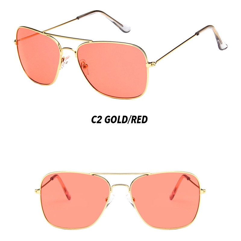 Kính mát gọng kim loại vuông trơn màu thời trang retro phương tây dành cho nam và nữ