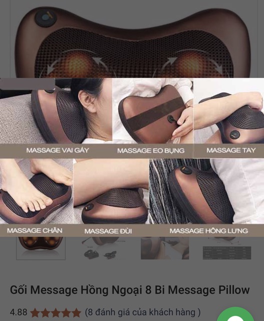 Gối massage 8 bi đi kèm cáp sạc oto cao cấp