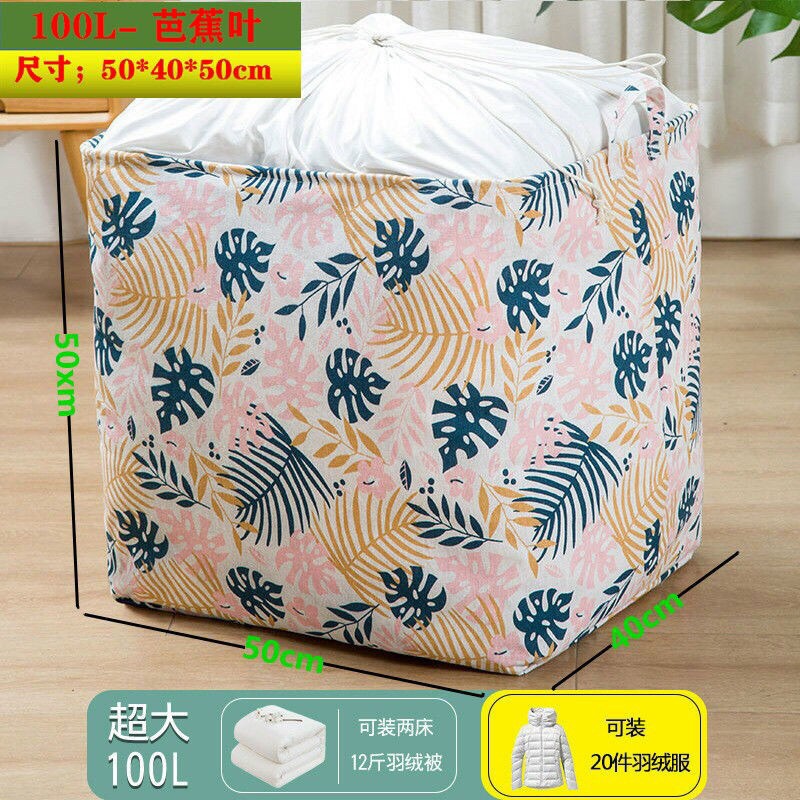 Túi giỏ đựng quần áo bằng vải cỡ lớn 100L đến 200L - Túi đựng chăn màn đa năng washday có thể gấp gọn vintage xinh xắn