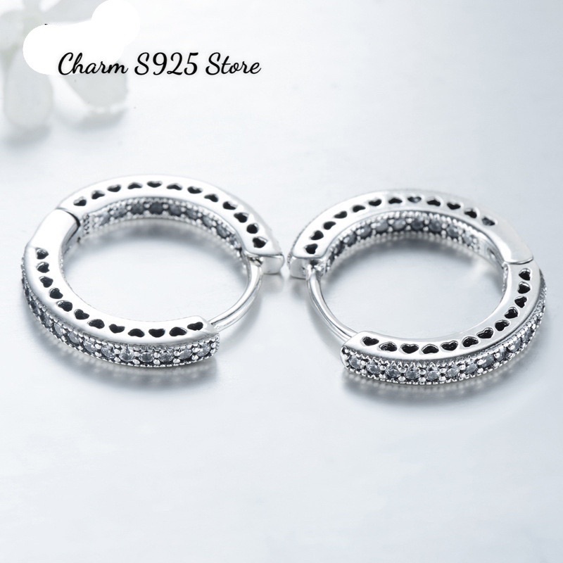 Bông tai charm pan đính đá trắng bạc s925 cao cấp