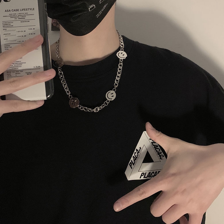 Dây chuyền mặt hình mặt cười phong cách hip hop dễ phối thời trang cho nam và nữ