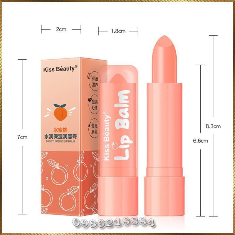 Son dưỡng môi Kiss Beauty Peach Lip Balm chiết xuất đào dưỡng ẩm chống khô KLB1