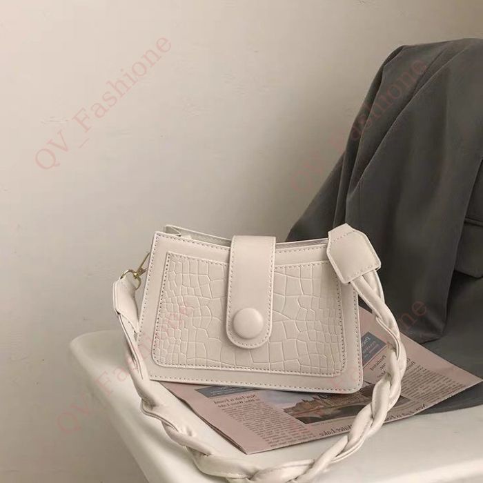 Túi xách nữ da đẹp sang trọng, Túi đeo chéo nữ đi chơi đẹp phối quai da xoắn - QV Fashion