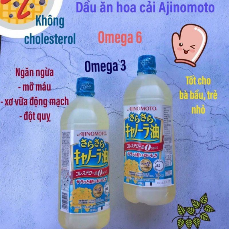 Dầu Ăn Hoa Cải Ajinomoto/Dầu Ăn Hạt Cải Nguyên Chất 1 Lít Nhật Bản