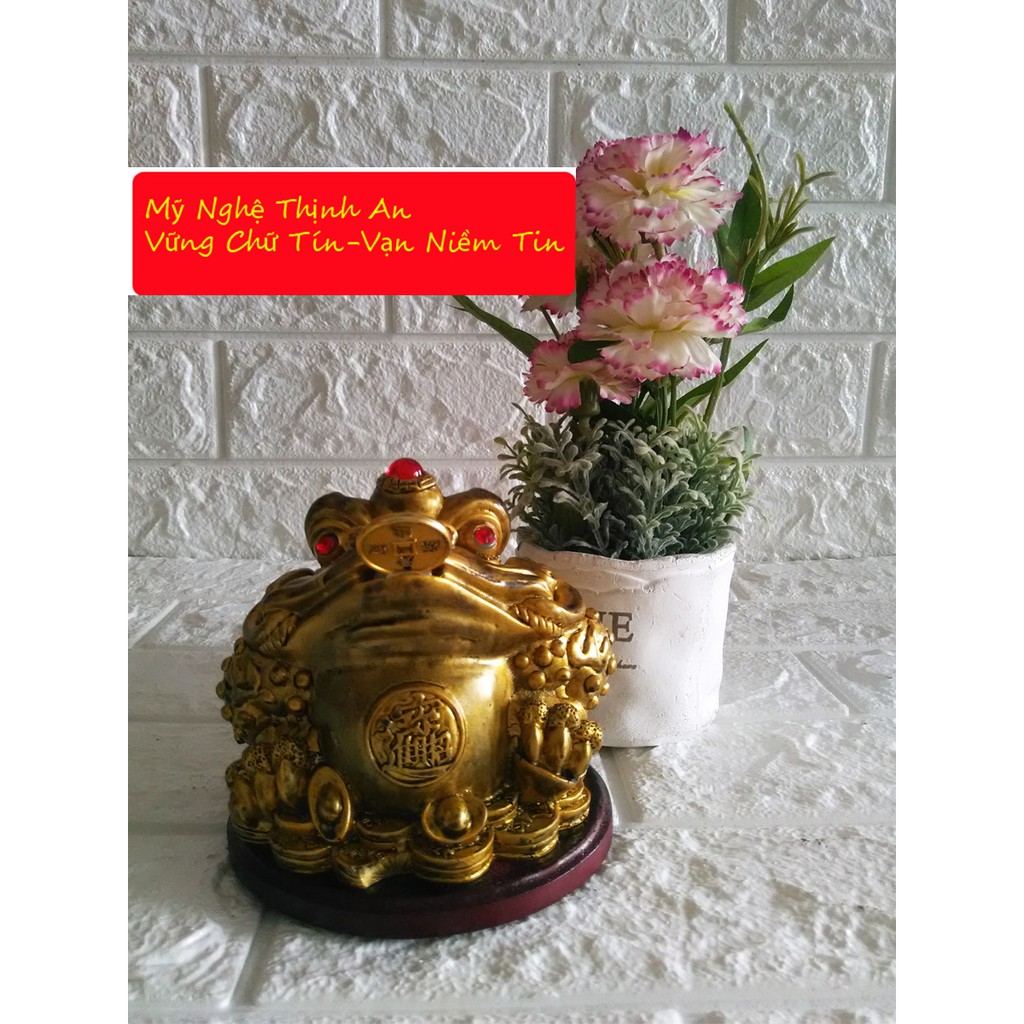 Tượng Cóc ba chân ngậm tiền vàng chiêu giữ tài lộc màu đồng TTD16 | BigBuy360 - bigbuy360.vn