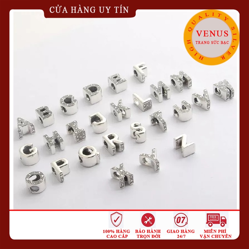 Charm chữ cái bằng bạc 925 dạng đúc- Trang sức bạc Venus
