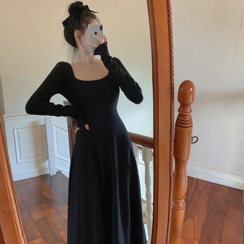 Váy Len Dệt Kim Phong Cách Hepburn Thời Trang Quảng Châu