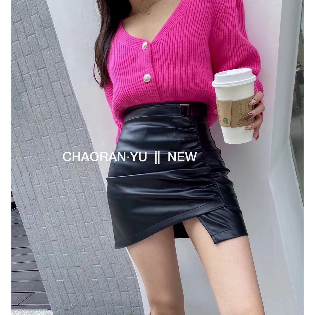 Chân váy da vạt lệch/ Hàng Quảng Châu cao cấp