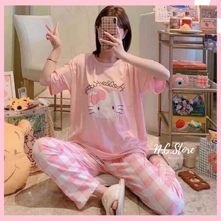 Bộ Ngủ Nữ Big Size Siêu Dễ Thương Áo Cộc Quần Dài