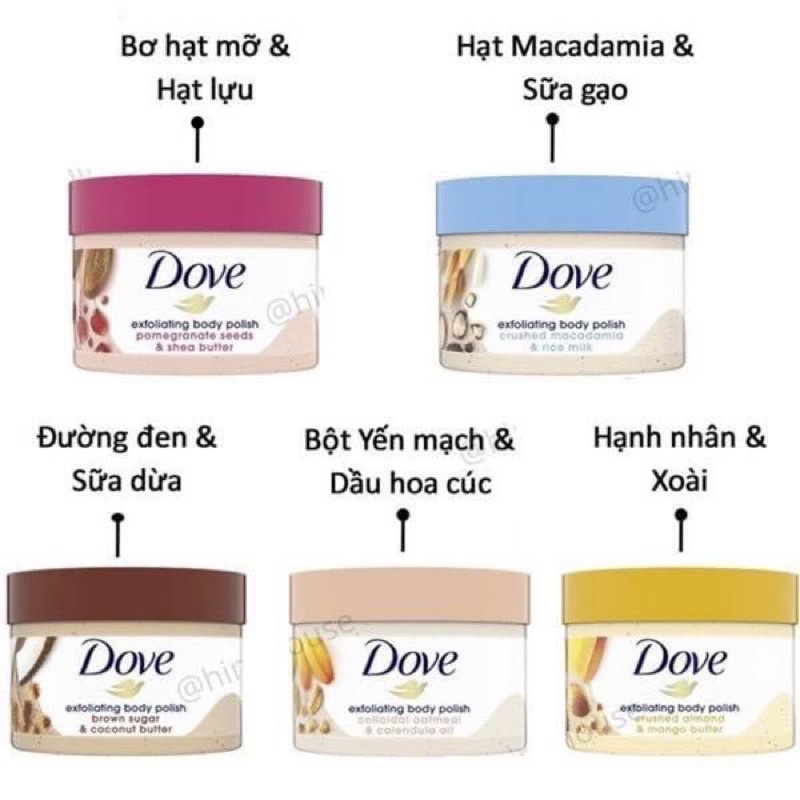 Tẩy tế bào chết Dove bản Đức và Mỹ Chính hãng