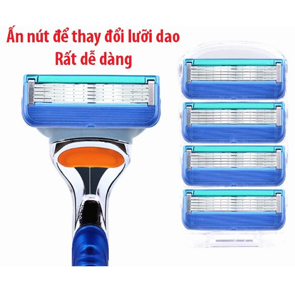 Dao cạo râu combo dao cạo + 8 lưỡi thay thế tặng kèm hộp đựng và kem cạo