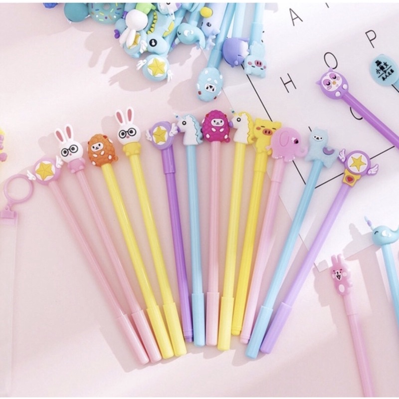 BÚT MỰC NƯỚC GEL ĐẦU CAO SU HÌNH THÚ DỄ THƯƠNG