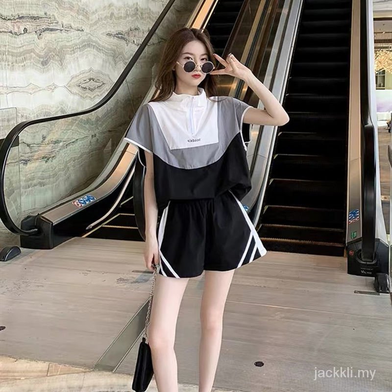 Bộ Đồ Thể Thao Mùa Hè Gồm Áo Và Quần Ngắn Lưng Cao Dáng Rộng Chống Lão Hóa Hàng Mới Dành Cho Bạn Nữ 2021 | BigBuy360 - bigbuy360.vn