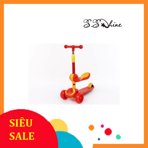 Xe trượt scooter SIÊU ĐẸP Có nhạc có đèn kiêm xe chòi chân 2 trong 1,dễ sử dụng, khả năng chống trượt mạnh