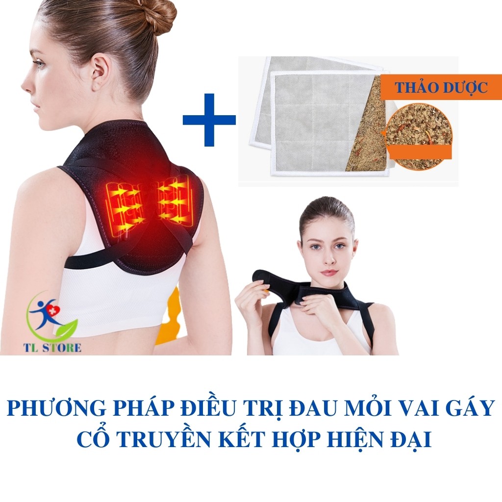 Đai chườm nóng thảo dược bằng công nghệ nhiệt hồng ngoại tặng kèm tấm thảo dược hỗ trợ giảm đau vai gáy