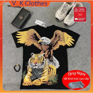 (Tặng 1 vòng Phong Thủy Tỳ Hưu) Áo Phông Nam In Hình 3D Hổ Đại Bàng Chất Thun Mát Mẻ - AP02 - Shop VK_Clothes