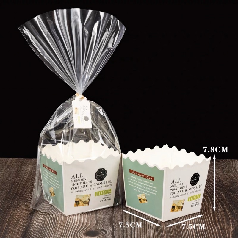 Set 50 hộp đựng bánh cookie kèm túi đựng và dây buộc